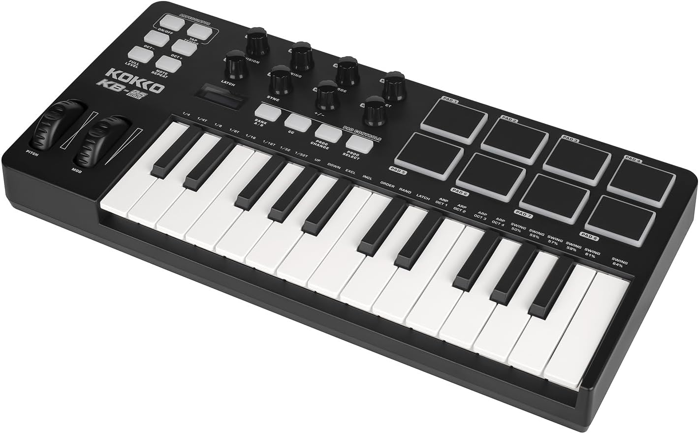 USB MIDI Keyboard, 25 Key Controller Beat Maker Machine Beat Maker Machine Keyboard Portable Arranging Strike Pad USB 5V Power Supply for Music Production