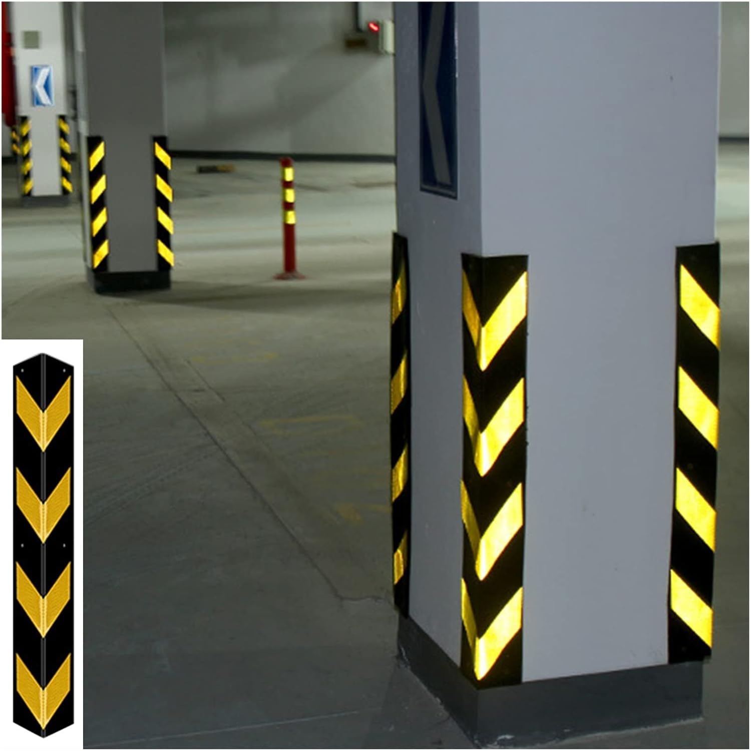 XPLKQXE Wall Corner Guard for Parking Garages, Reflective Wall Edge Protector, Car Parking and Warehouse Guard, Yellow Safety Strips (Color : Black+Yellow, Size : 20pcs - 100x15x1cm)