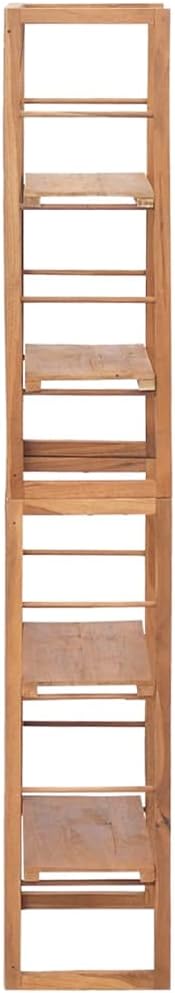 Solid Teak Wood Shelving Unit, 4-Shelf Adjustable Storage Bookcase, 11.8