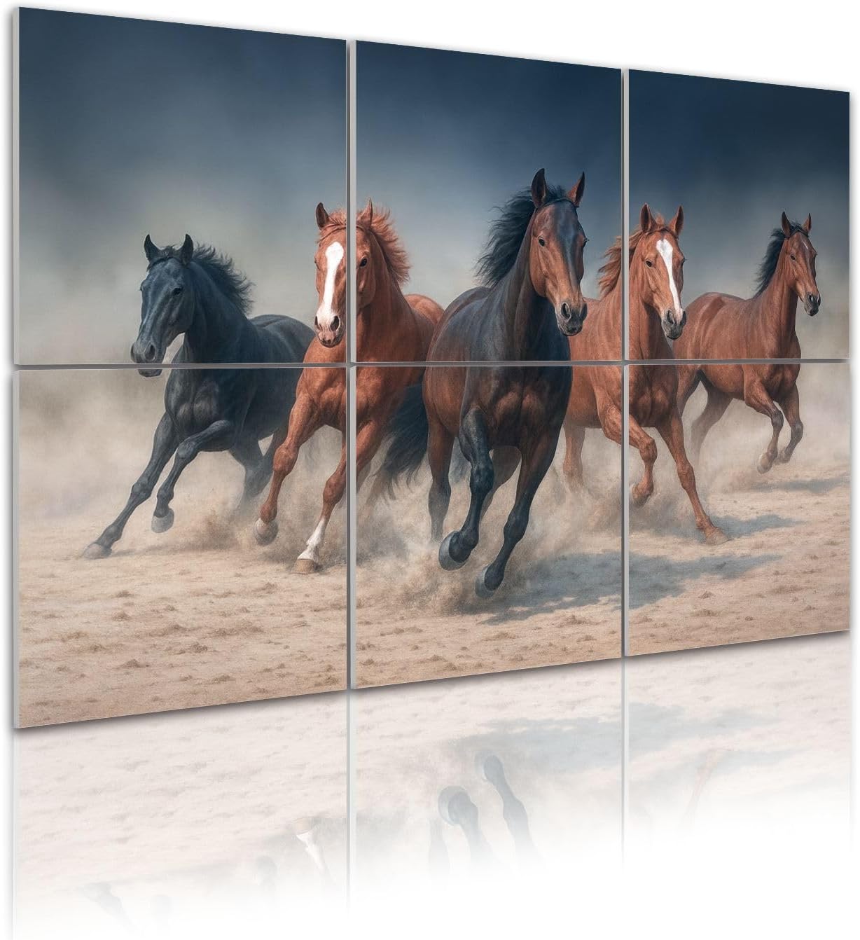 6 Pack Art Acoustic Panels Self Adhesive Horse herd run dust Decorative Soundproof Wall Panels Sound Absorbing Panel 48