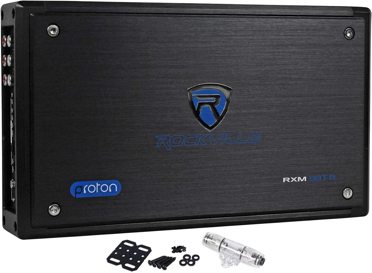 Rockville RXM8BTB 1500W Peak/750W RMS 8-Channel Marine Amplifier, Bluetooth, Class D, Compact, Saltwater Resistant for Boats and Marine Audio Systems