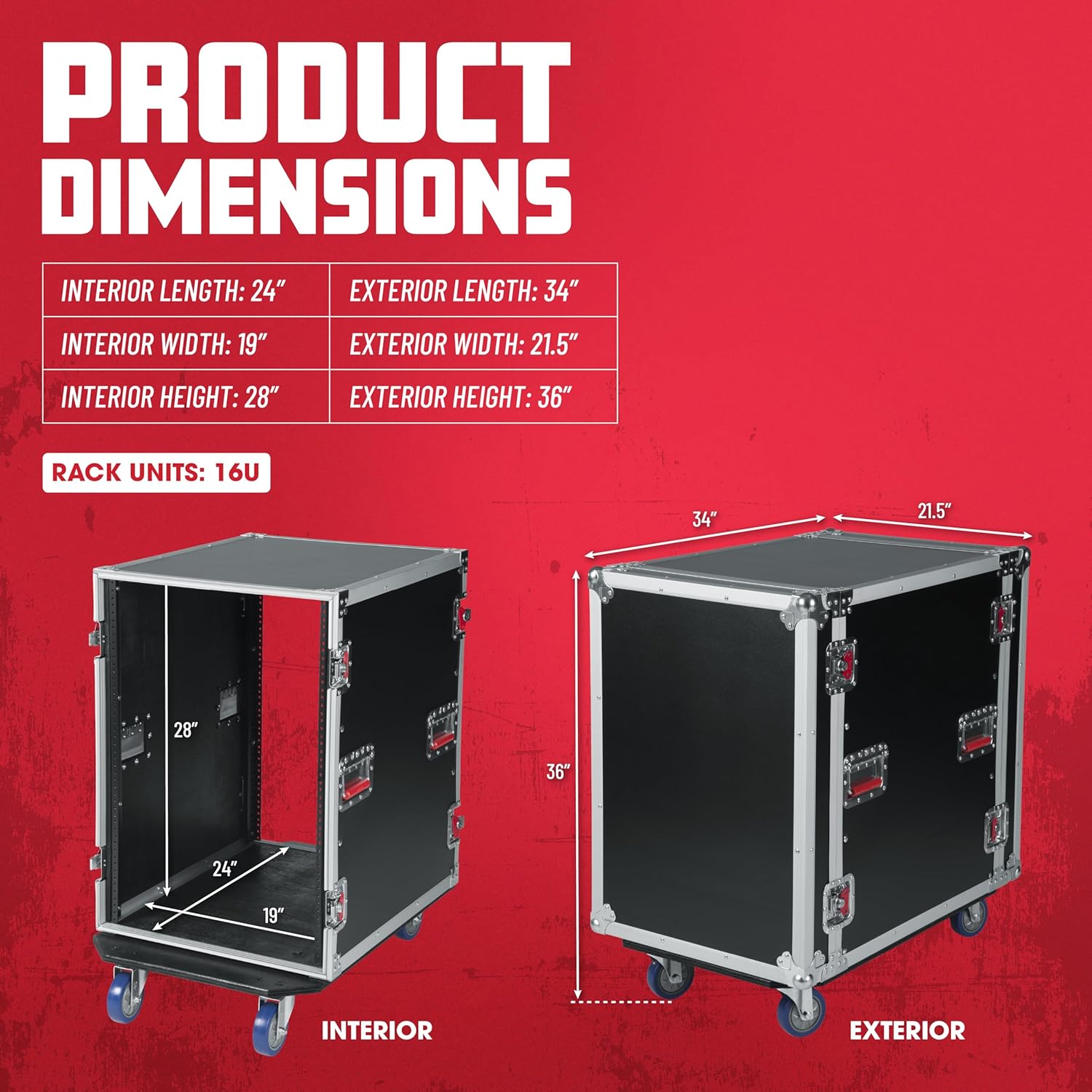 Gator Cases G-TOUR Series Deep Audio Road Rack with Heavy-Duty Casters and Tour Grade Hardware, 24