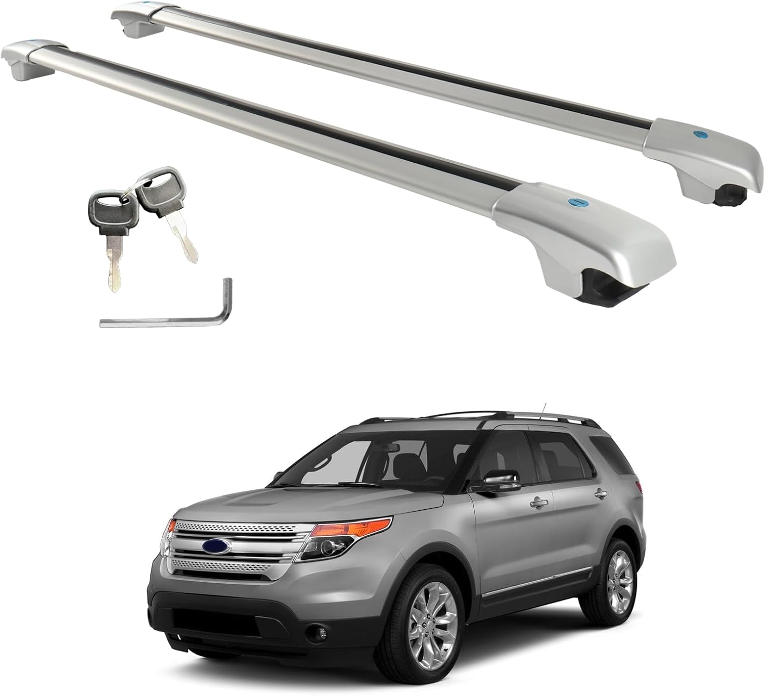 Roof Rack Cross Bars Compatible with Ford Explorer 2012 2013 2014 2015, Anti-Theft Lock Mechanism Aluminum Anti-Corrosion Crossbars