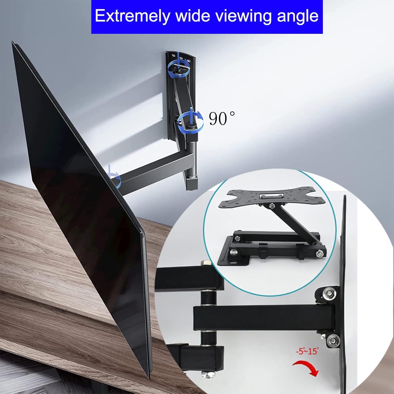 Full Motion TV Wall Mount Monitor Wall Bracket with Swivel and Articulating Tilt Arm, Fits 32-55 Inch LCD LED OLED Flat Screens up to 77 lbs and VESA 400x400