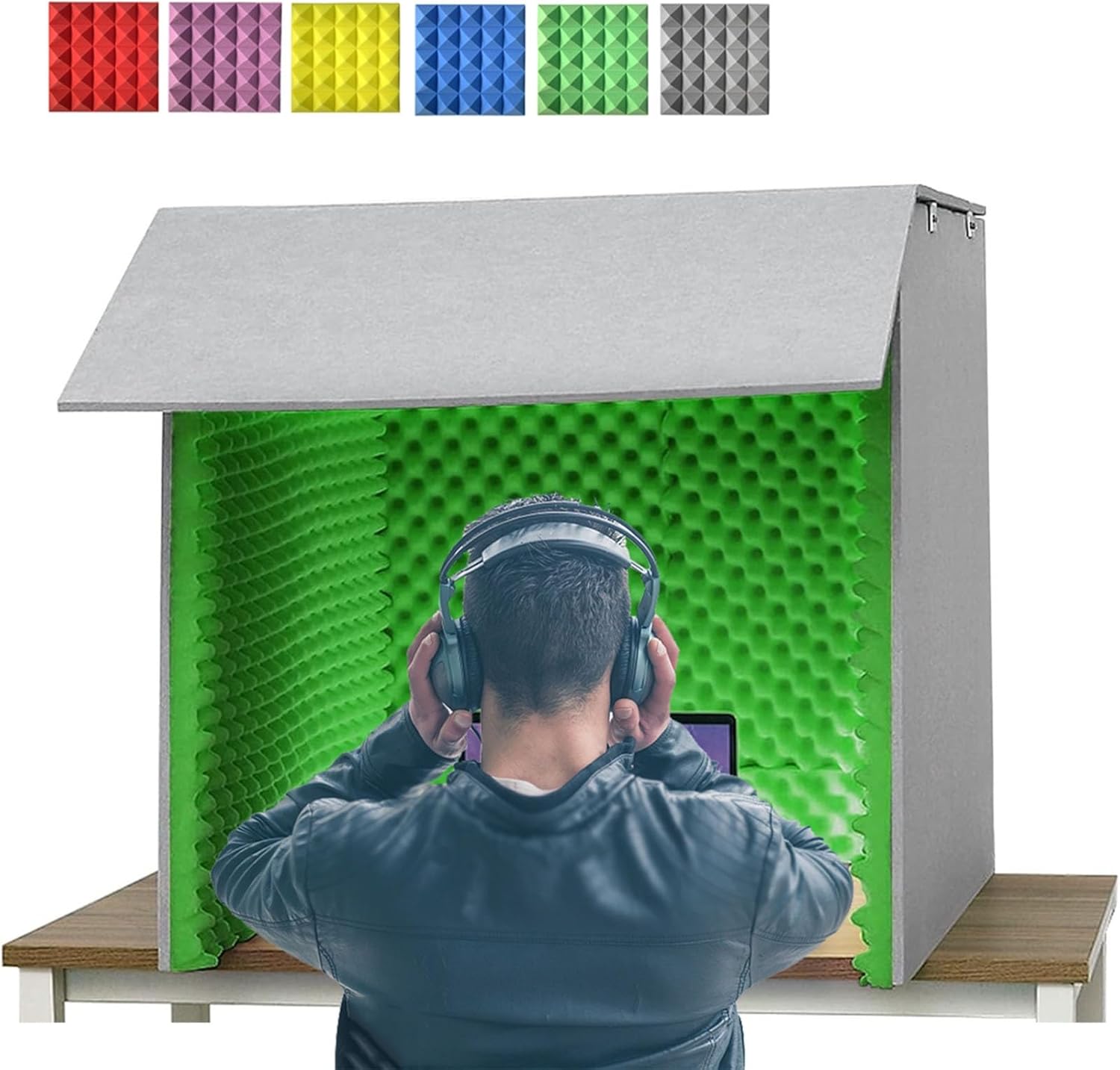 Portable Recording Studio, Microphone Desktop Soundproof Cover, Sound Absorbing Cover, for Studio Singing Broadcast (Green)