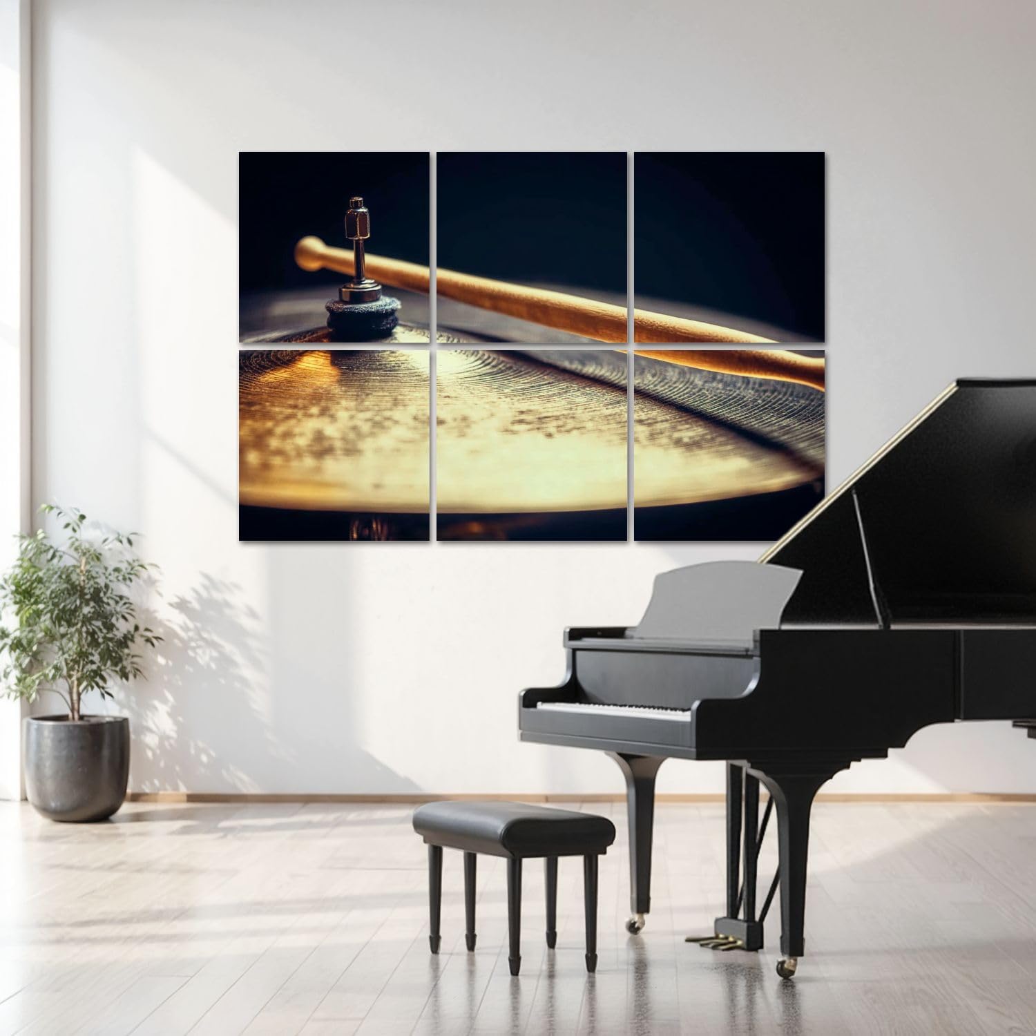 6 Pack Art Acoustic Panels Drum stick cymbal detail Sound Absorbing Panel 48