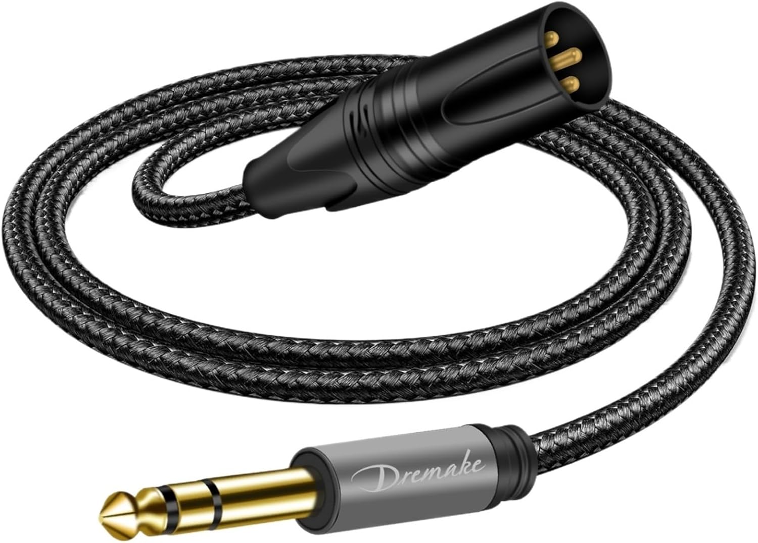 XLR Male to TRS 1/4 Stereo Guitar Aux Audio Cable Cord with Dark Web Braid for Guitar Home Theater Devices Speaker and Amplifier(4.5m)