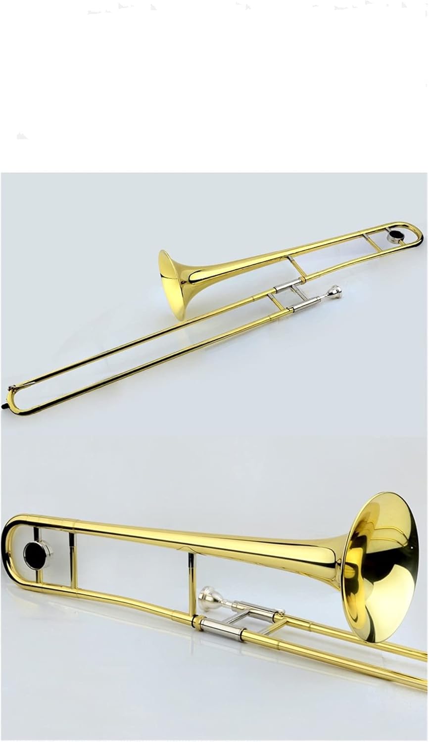 Standard Trombone New Professional Alto Trombone B Flat Gold Lacquer Brass Trombone Musical Instruments with Trombone Mouthpiece Valve Trombone (Color : Gold)