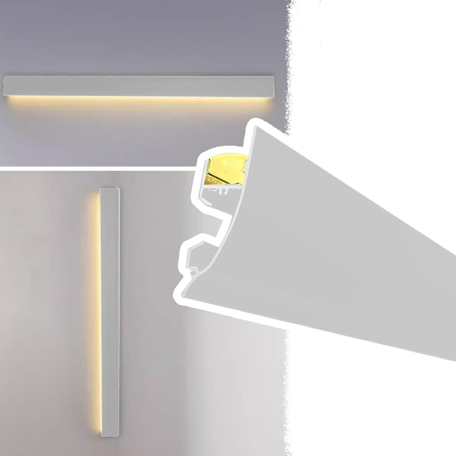 Wall Mount LED Strip Channel for Indirect Lighting, Wall/Ceiling Cornice Crown Moulding LED Diffuser Channel, Indoor Outdoor Waterproof LED Coving(White,3meters(9.8ft))