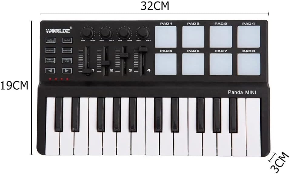 mini Portable Mini 25-Key USB Keyboard and Drum Pad MIDI Controller
