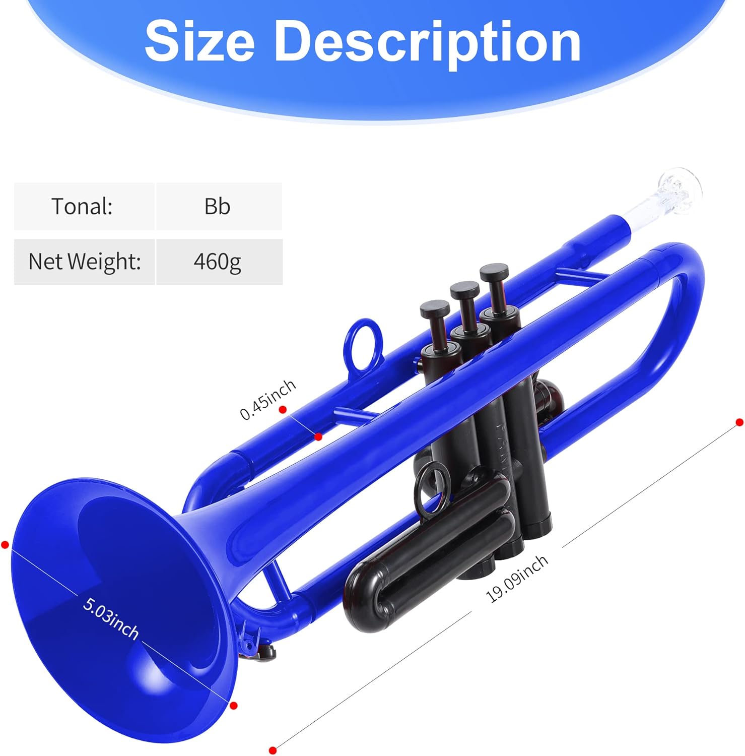 Professional Plastic Bb Trumpet Standard Trumpet Set for Student Beginner MirTra Small Embouchure Training Device Mirror For All Brass Instruments Adapted Trumpet,Trombone,French Horn,Euphonium,etc