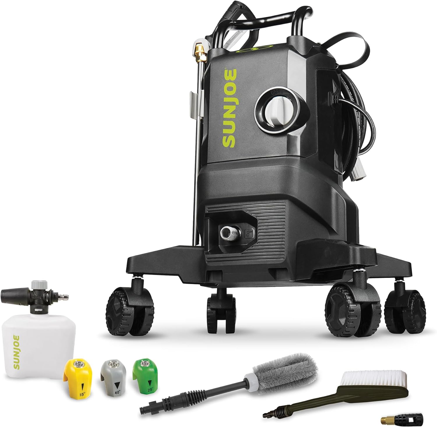 Sun Joe Electric Pressure Washer w/Wheels & 3 Quick-Connect Nozzles, 2200 PSI (PWMA Certified), 1.1 GPM, 14.9-Amp Motor - Heavy-Duty Cleaning Machine for Patios, Decks, Sidewalks & Cars, SPX3000-QW2