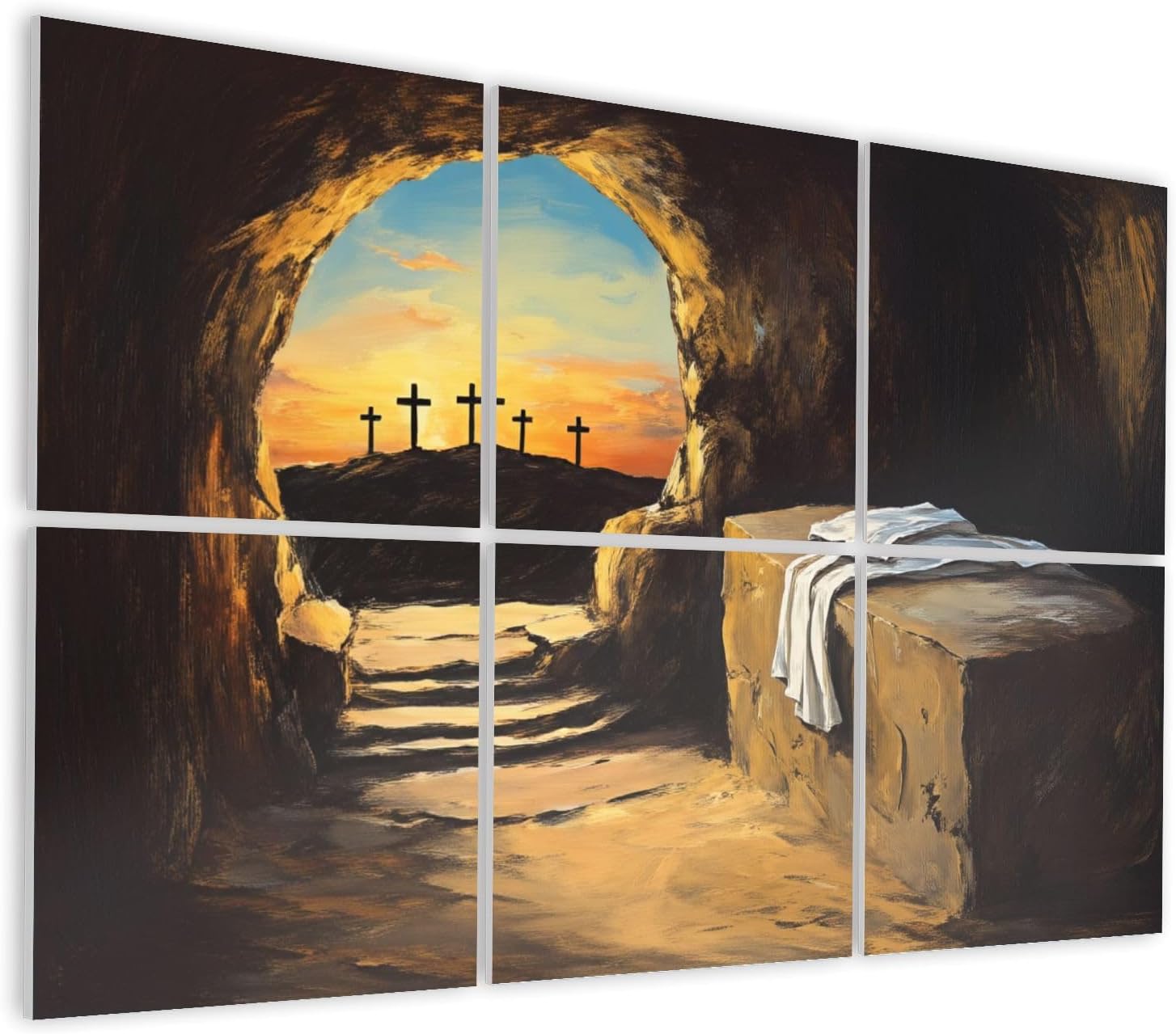 6 Pack Art Acoustic Panels Self Adhesive Easter rose from dead Sunday morning Dawn empty tomb crucifixion Happy Decorative Soundproof Wall Panels Sound Absorbing Panel 48
