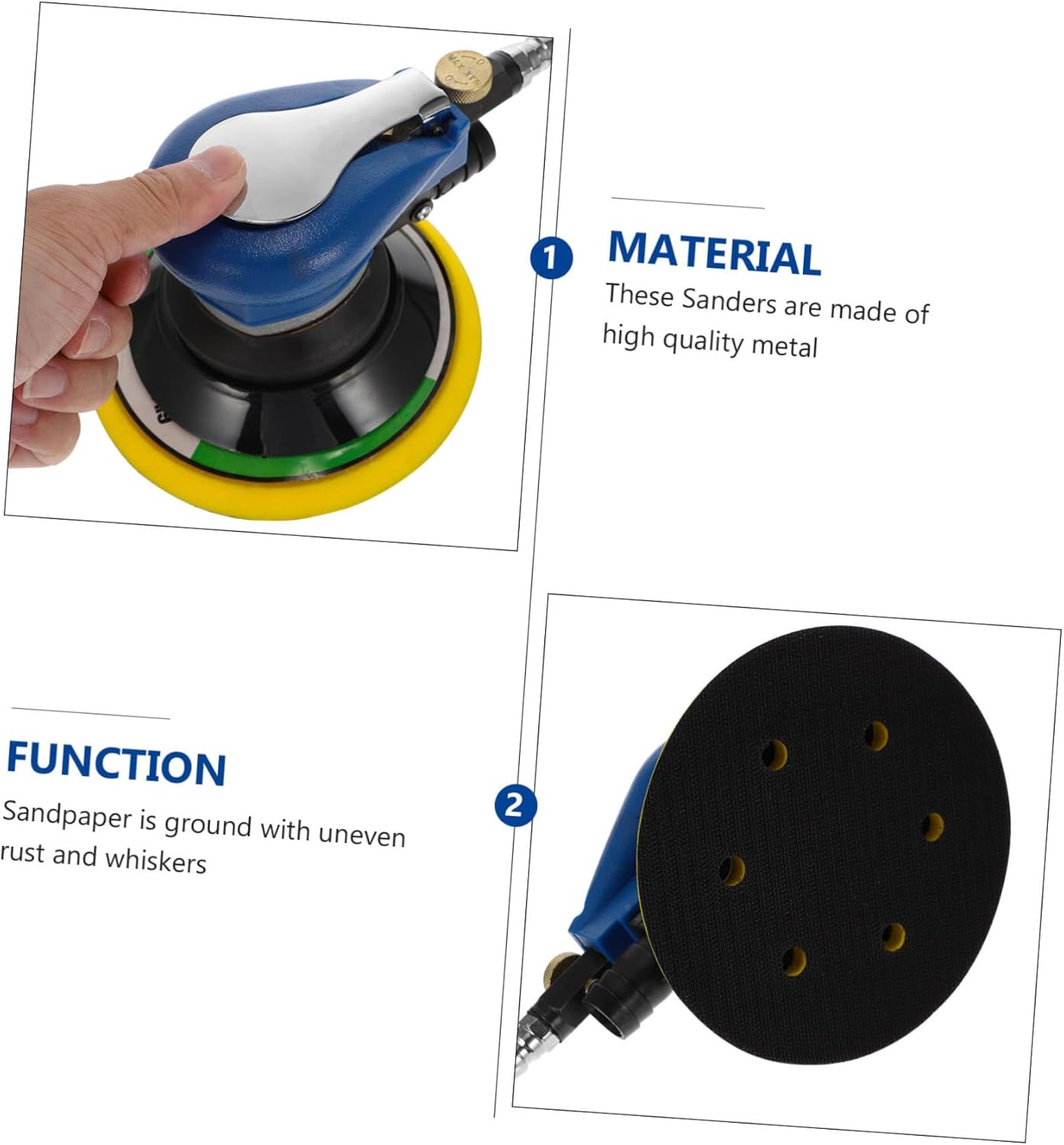Homoyoyo 2 Sets Pneumatic Grinding Machine Compact Waxing Tool for Polishing Sanding and Grinding Handheld Air Polisher with Dust Collection for DIY and Automotive Use
