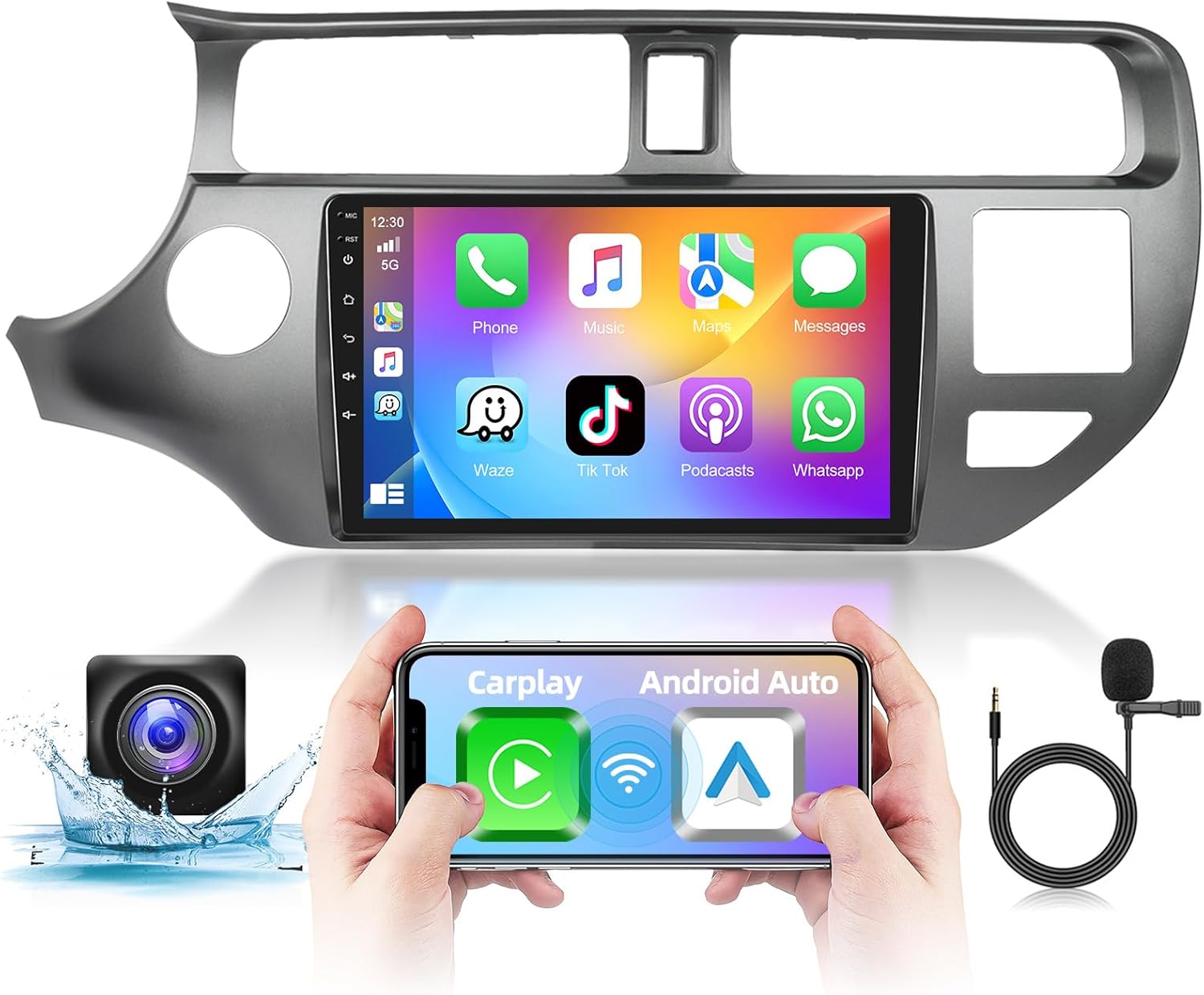 Podofo Car Radio Stereo for Kia Rio 2012 2013 2014 with Wireless Apple Carplay & Android Auto, 9