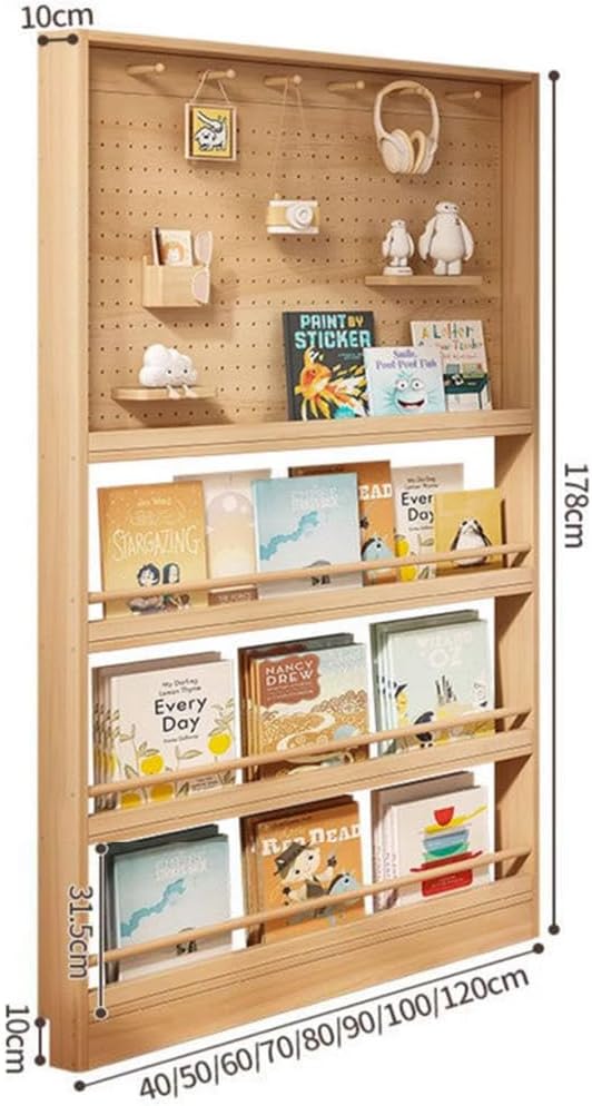 Wall Mount Narrow Book Shelf Behind The Door Bookshelf Solid Wood Bookcases with Open Display Shelves Behind The Door Storage Organizer for Toys and Books Space-Saving,80 * 10 * 178cm
