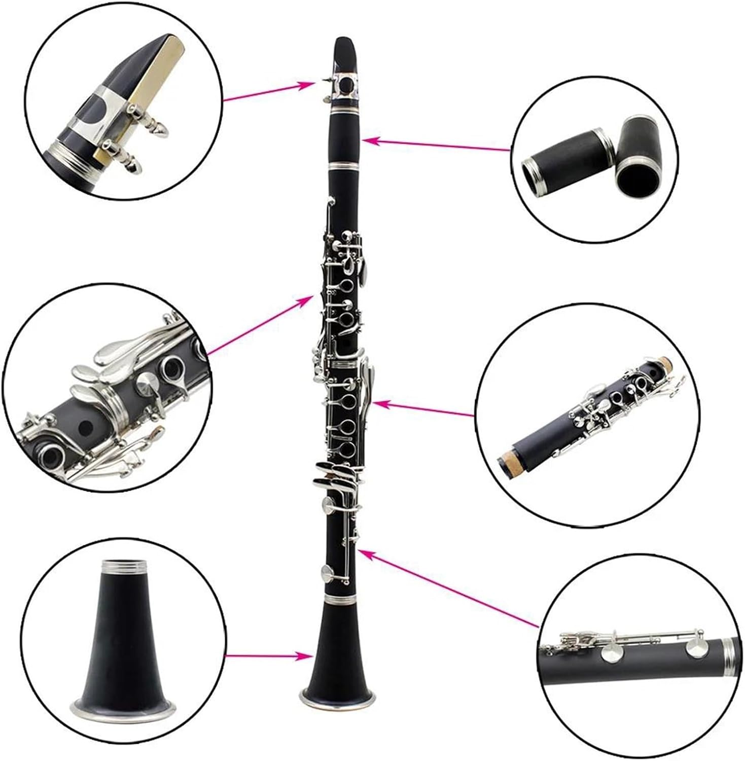 Clarinet Musical Instruments Bb Professional Clarinet 17 Keys 6 Ring Clarinet Portable Abs Clarinet Woodwind Instrument(Green)