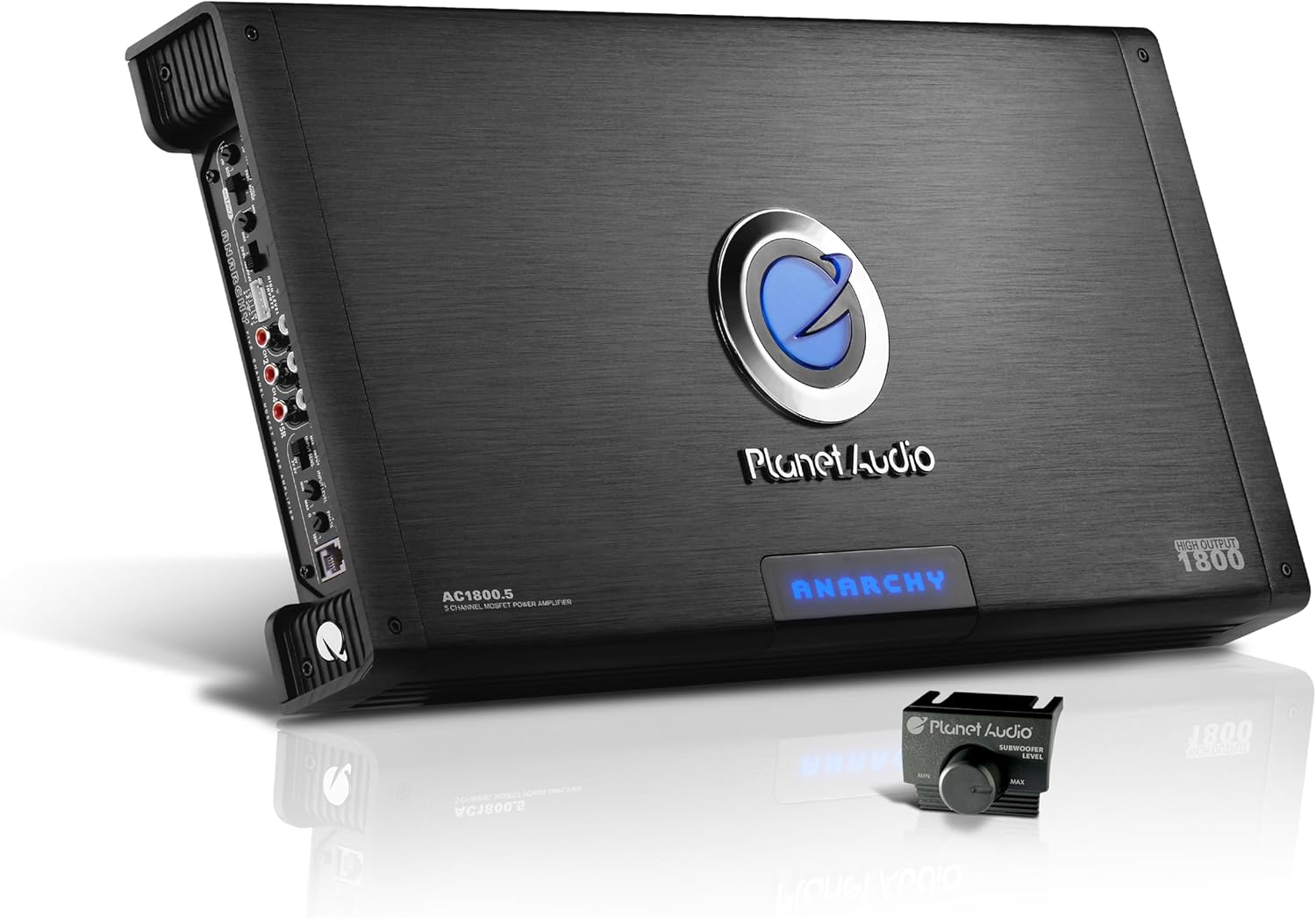Planet Audio AC1800.5 5 Channel Car Amplifier - 1800 High Output, High/Low Level Inputs, High/Low Pass Crossover, Full Range, Bass for Subwoofer