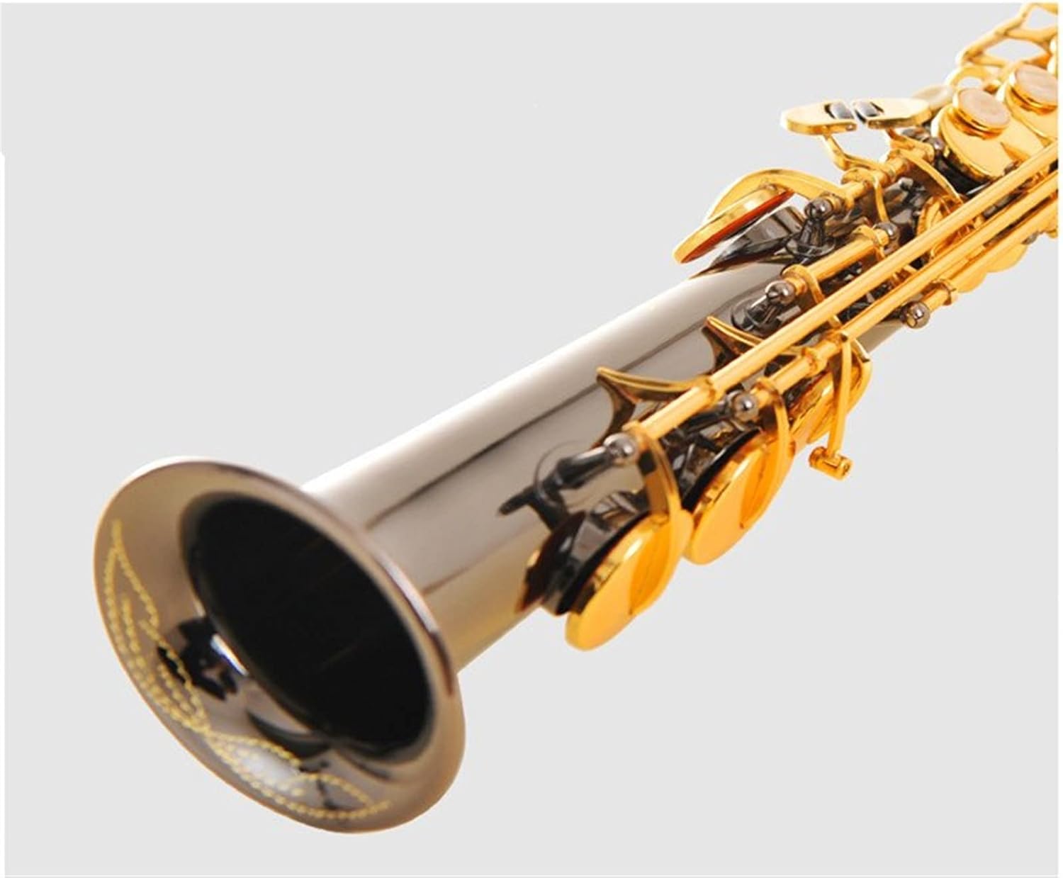 KESHUO Saxophone Black Nickel Gold Integrated Pipe B Flat Saxophone Wind Instrument for Beginners Brass Sax Beginners Kit