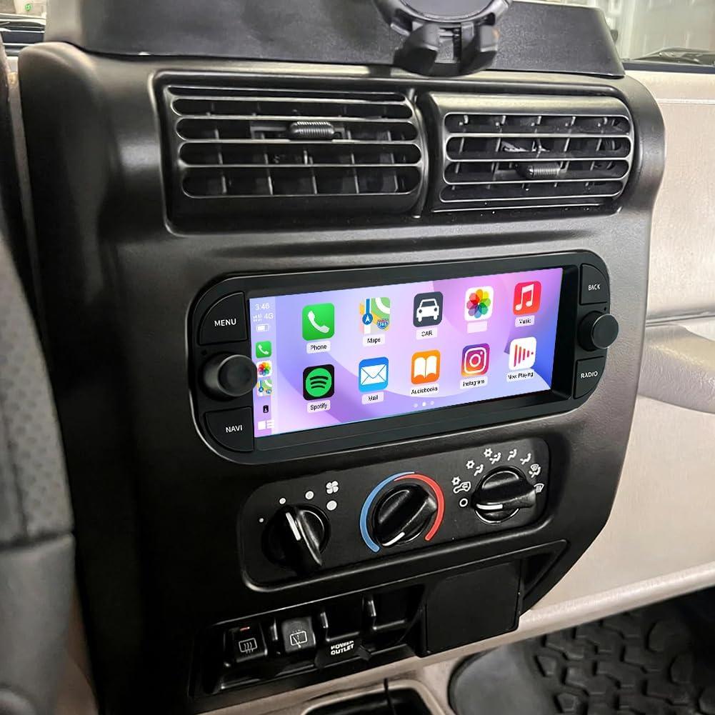 2+64G Android 14 Car Stereo for Wrangler 2003 2004 2005 2006 Radio Wireless Carplay Android Auto, 6.86IN IPS Touch Screen 5G WiFi/GPS Navi/FM RDS/EQ/Audio/Camera/MIC