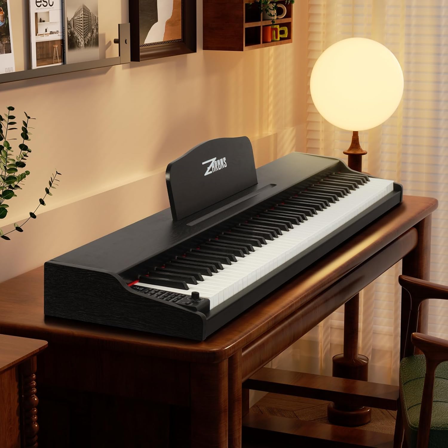 ZHRUNS 88 Key Weighted Keyboard Piano with X-Shape Stand, Sustain Pedal, Power Adapter & Sheet Music Stand - Home Digital Piano, Black