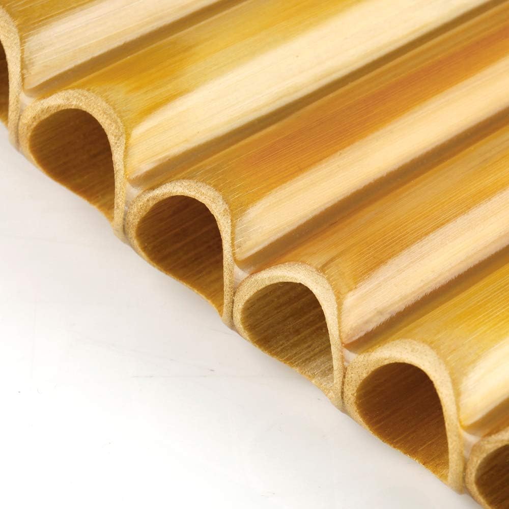Upscale Romanian Folk Instrument Natural Reed Pan Flute Panpipes G Key Wind Pan flute Flauta Handmade (25 Pipes Right Hand, Wooden Tray)