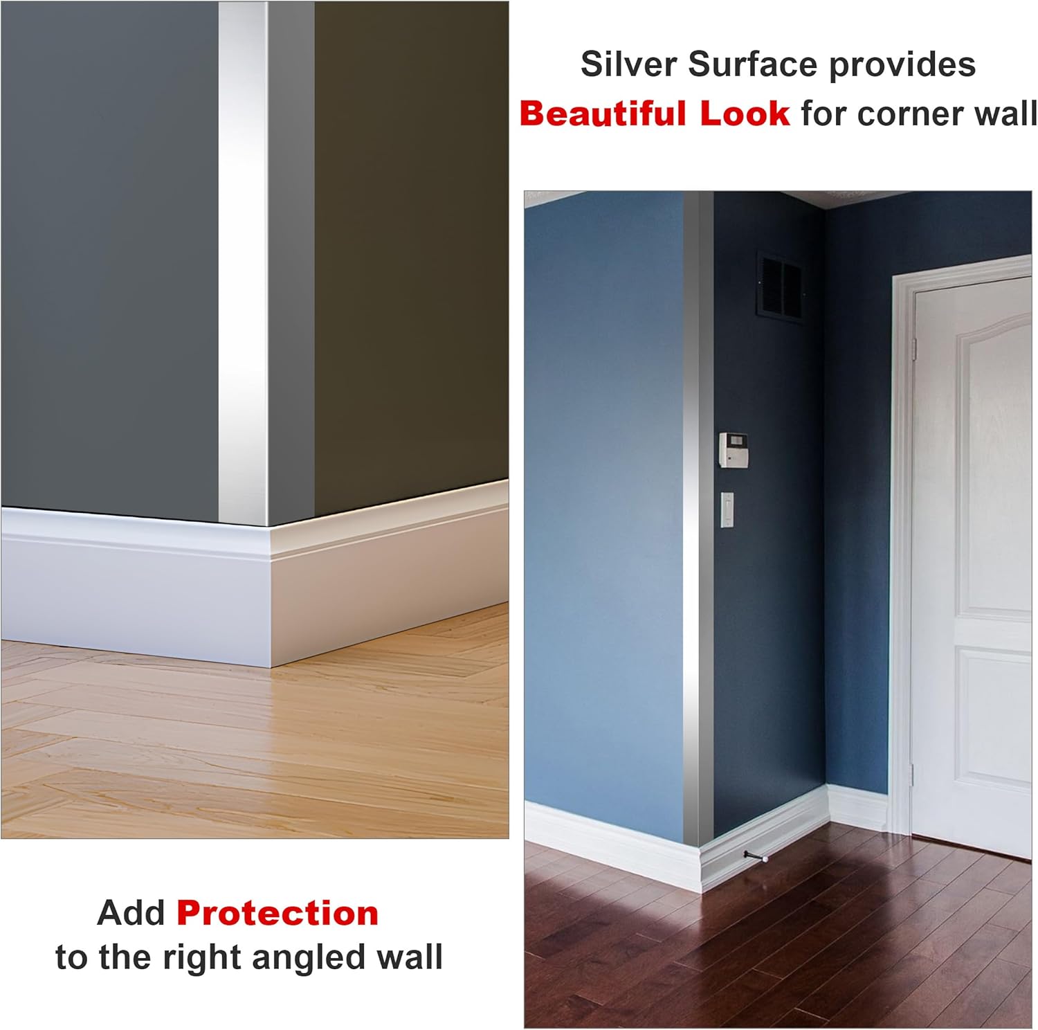 Wall Corner Guards, 0.5” x 0.5” x 48”, Metal Wall Corner Protector, 10 Pack for Wall Protection and Decoration, 20 Ga/ 1MM Thickness Stainless Steel Corner Guard with 90-Degree Angle