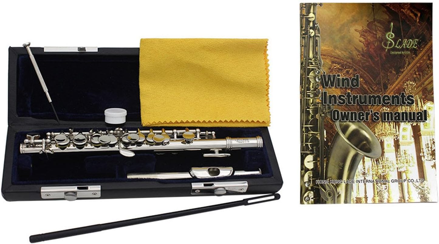 C Key Piccolo Lightweight Easy to Play Woodwind Instrument 16 Hole Flute for Stage Performance Practice Classroom Beginner, Black