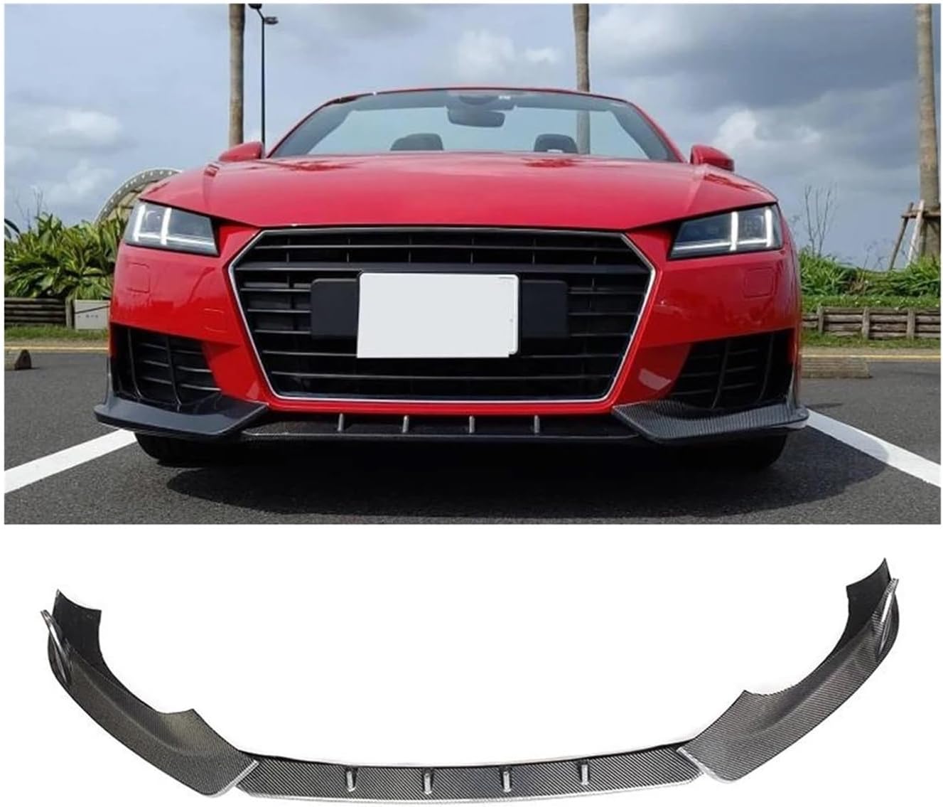 TiLeze Carbon Fiber Car Bumper Front Lip Diffuser Cover Protector Compatible with TT Standard 2015-2018