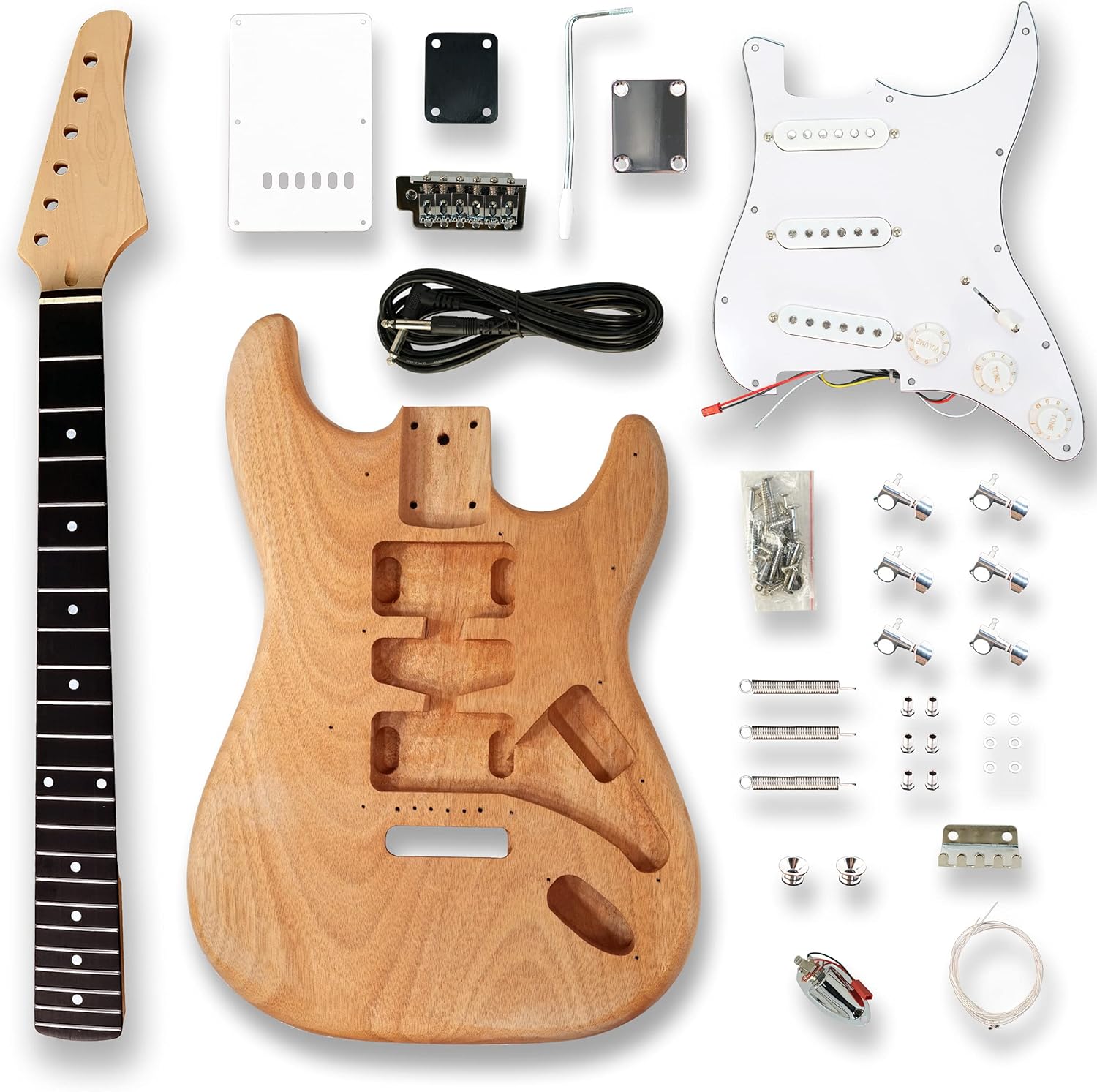 BexGears DIY Electric Guitar Kits, okoume Body maple neck & composite ebony fingerboard