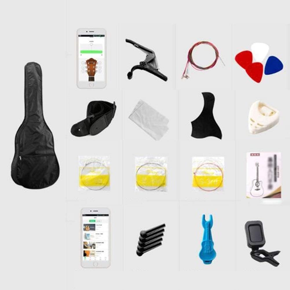 Full Size Guitar Acoustic Guitar Starter Kit 38 Inches Natural Musical Instruments Young Student Practice Classical Guitar Strings Beginner Acoustic Guitar Starter Package Student G (White 38 inch)