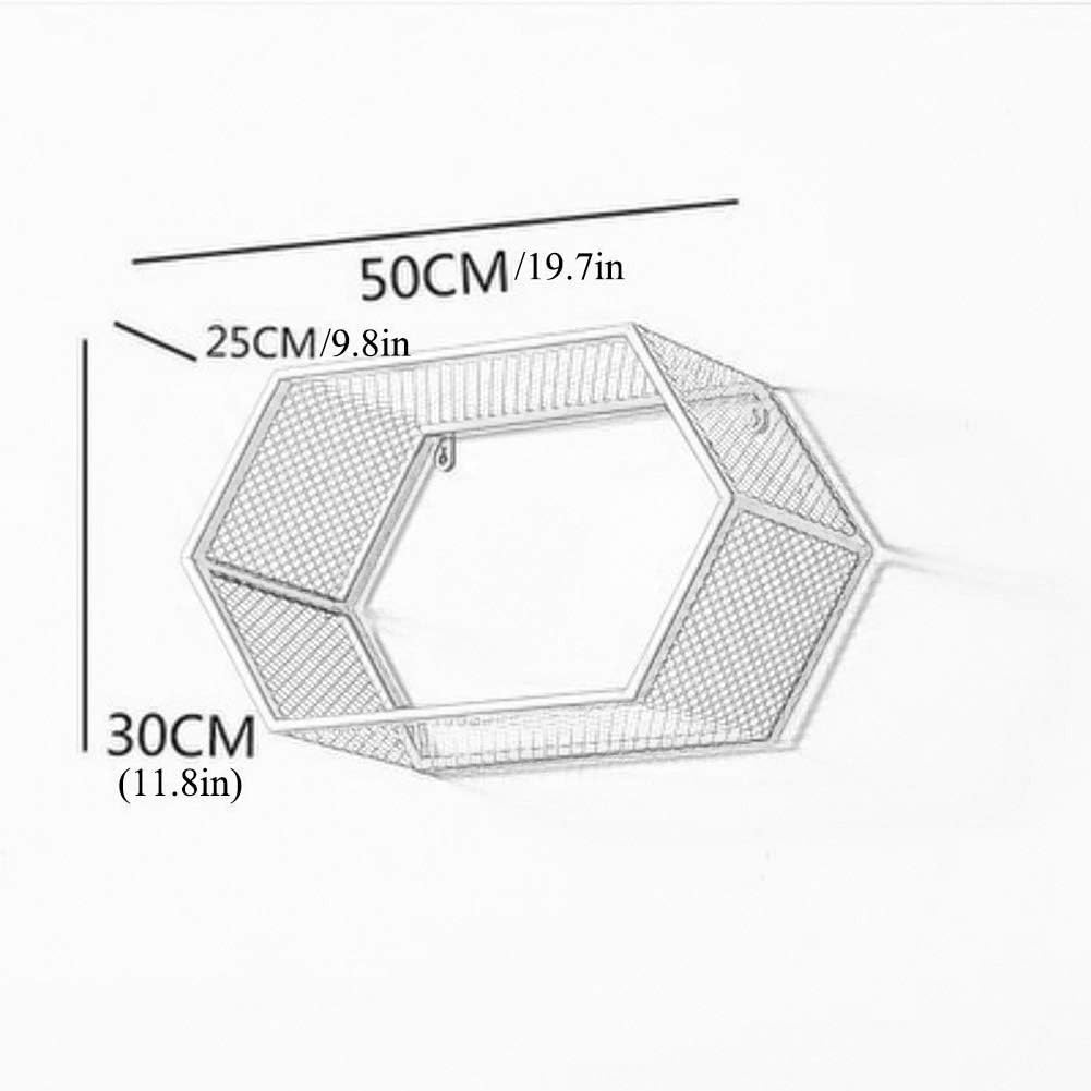 Floating Wall Shelf Metal, Decorative Hexagon Floating Shelves Wall Mount Display Shelves for Books Entryway Office-White 1 A (White 1 A)