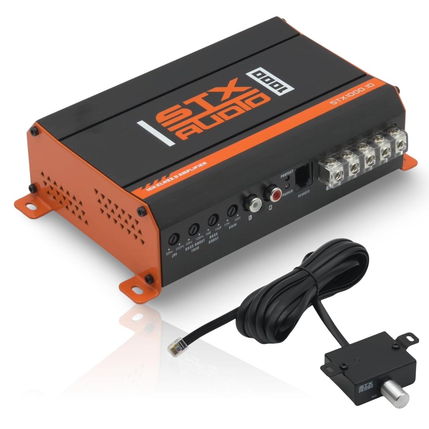 STX Audio STX1000.1D 1000-Watt Monoblock Class D Amplifier, 1 Ohm Stable, 600W RMS, MOSFET Circuit Design, Adjustable Bass Boost and LPF for Car Audio Systems