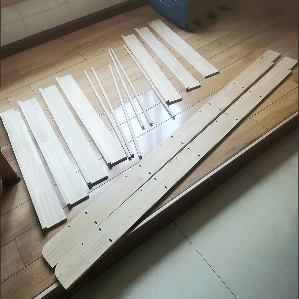 Wooden Wall Mount Bookshelf with Hooks Space Saving nizer for Narrow Spaces 50 * 10 * 119cm