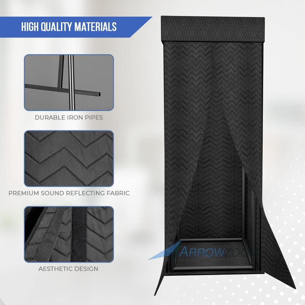 Arrowzoom 1 Sound Absorbing Studio Recording Isolation Booth Kit with 20pcs Flat Bevel Acoustic Foam Portable 360 deg Surround Music Insulator Podcast Noise Reduction Compact Soundproof Black AZ1250