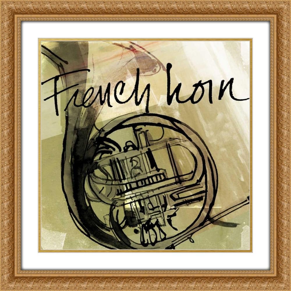 Tavoletti, Anne 28x28 Large Gold Ornate Frame and Double Matted Museum Art Print Titled French Horn