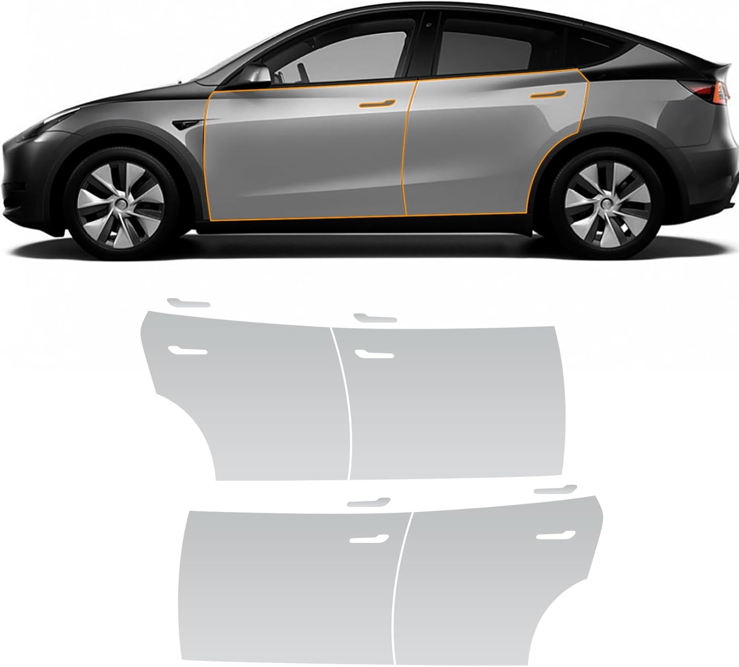 for Tesla Model Y 2020-2023 PPF Precut Gloss Clear Car Paint Protective Film Self Healing TPU HD Film Scratch Protector Exterior Accessories (Door)