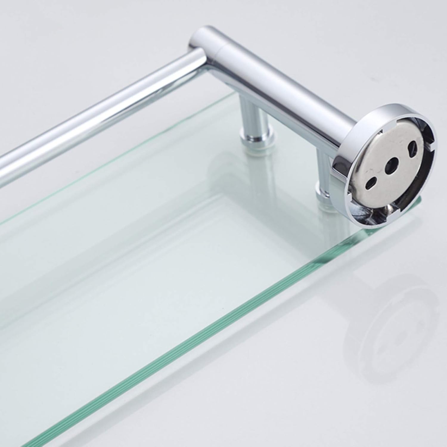 Wall-Mounted, Three-Dimensional Square Tube Base Stainless Steel Glass Shelf Save Space, Simple and Comfortable for Shower Organiser (Color : Clear, Size : 600x150mm)