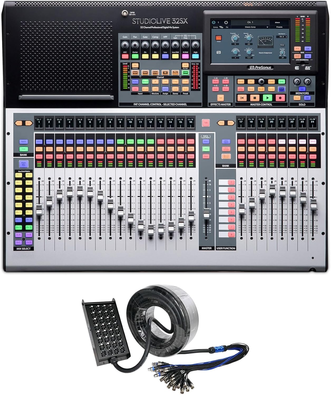 Audiosavings Bundle: Presonus STUDIOLIVE 32SX Compact 32-Ch. 22-Bus Digital Mixer+Recording Interface Bundle with Rockville SX32100 32 Channel (4 returns) 100 Foot XLR Snake Cable, 100% OFC (2 Items)