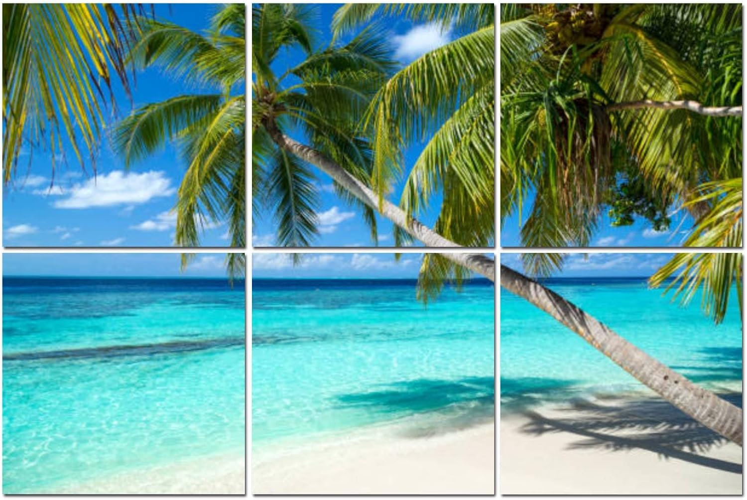 6 Pack Art Acoustic Panels Tropical beach Soundproof Wall Panels, 48