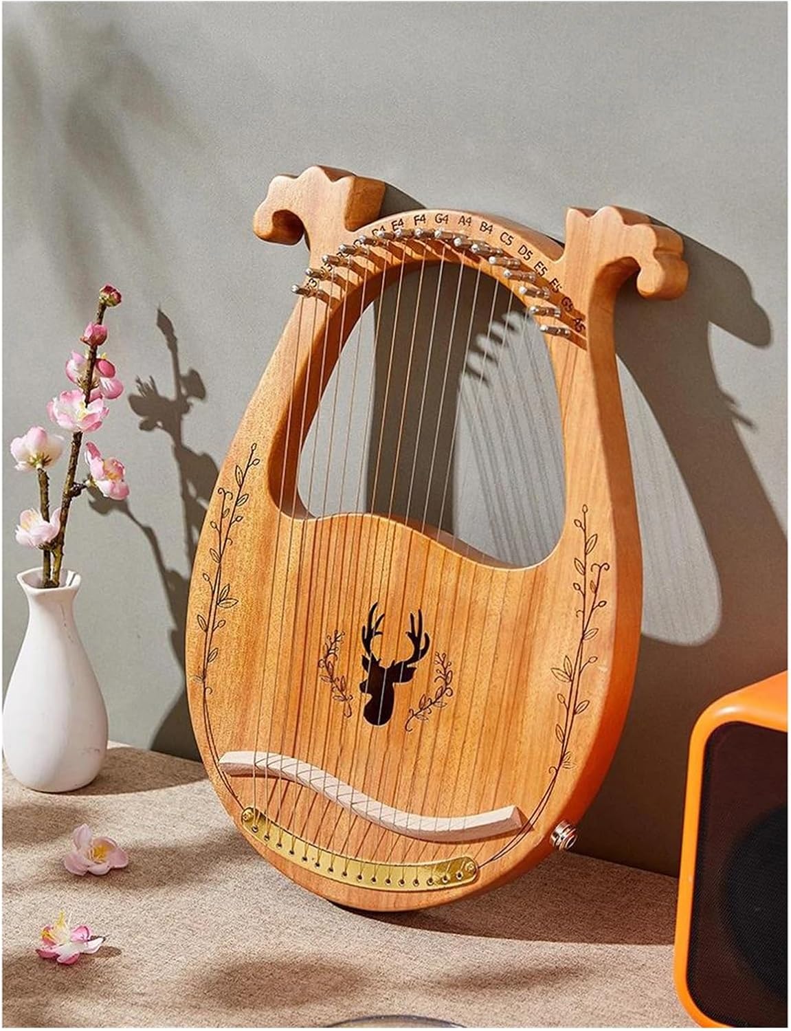 Lyre Harp Set 16 Strings Wooden Mahogany Harp Musical Instrument With Tuning Tool