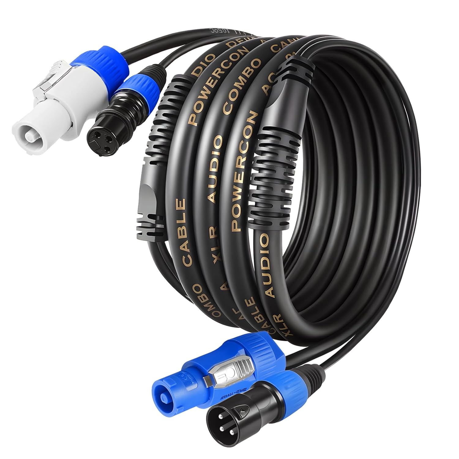 SMALL-EYE XLR Microphone & Power Con Combo Cable, 25 ft – Balanced 3-Pin XLR Audio with AC Power, Stage, Studio, Live Sound