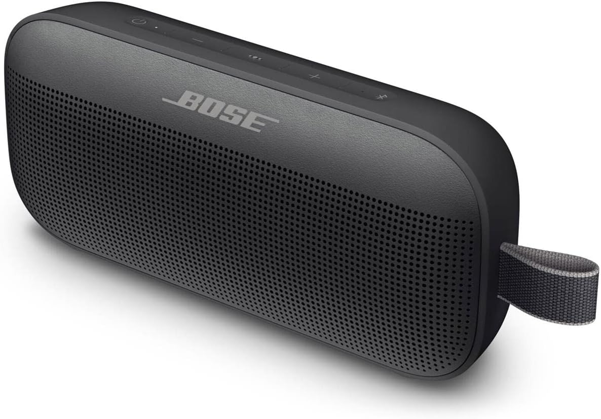 Bose SoundLink Flex Bluetooth Speaker, Portable with Microphone, Wireless Waterproof Speaker for Travel, Outdoor and Pool Use with Slinger Hard Travel Case & USB Plug (Black)