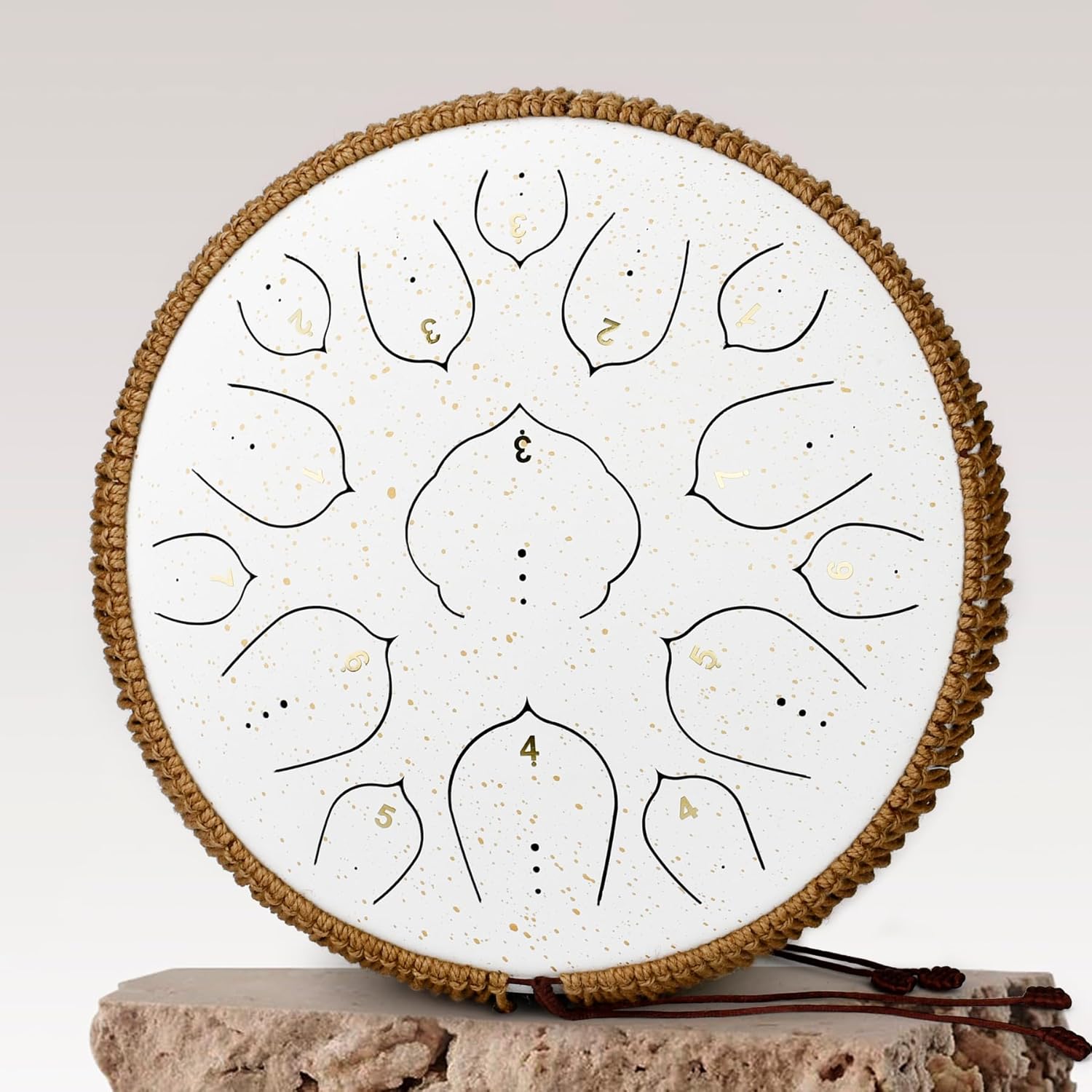 Steel Tongue Drum - 14 Inch Tongue Drum Instrument - 15 Notes Hand Pan Drums with Music Book, Handpan Drums Instrument Mallets and Carry Bag, D Major White