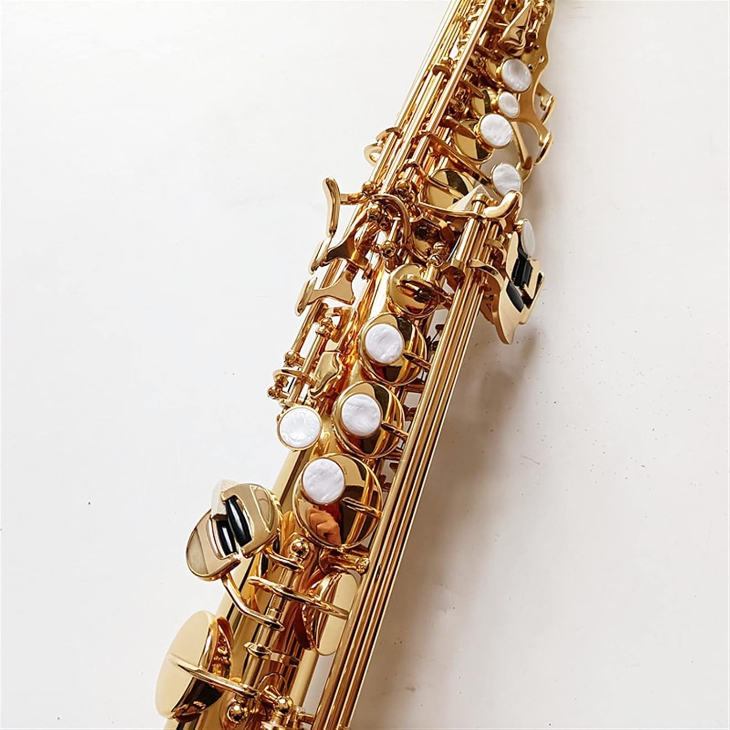Brass Straight Bb B Flat Sax Saxophone Shell Key Carve Pattern Woodwind Instrument