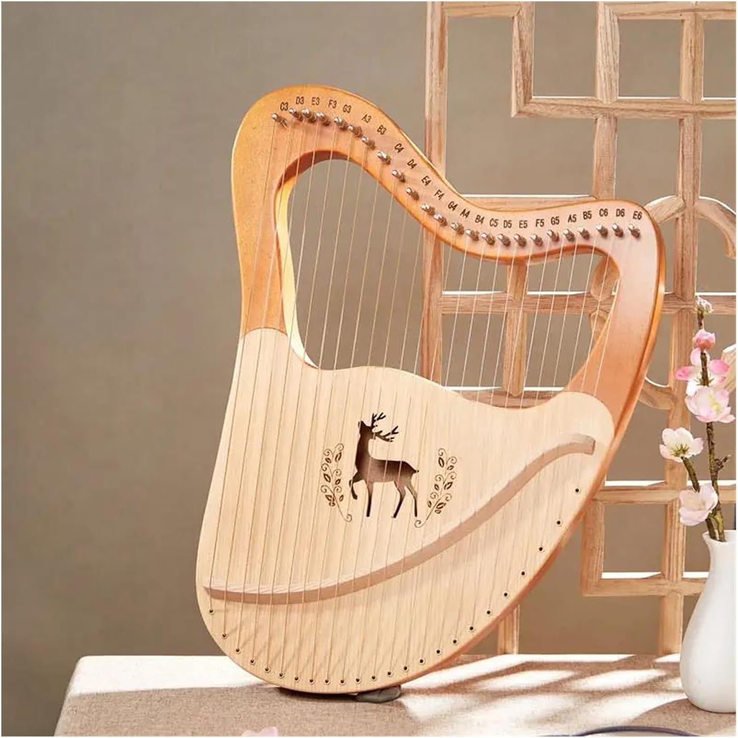 Lyre Harp Set 21/24/27/32 Strings Lyre Harp Wooden Gift Beginner With Parts(24)