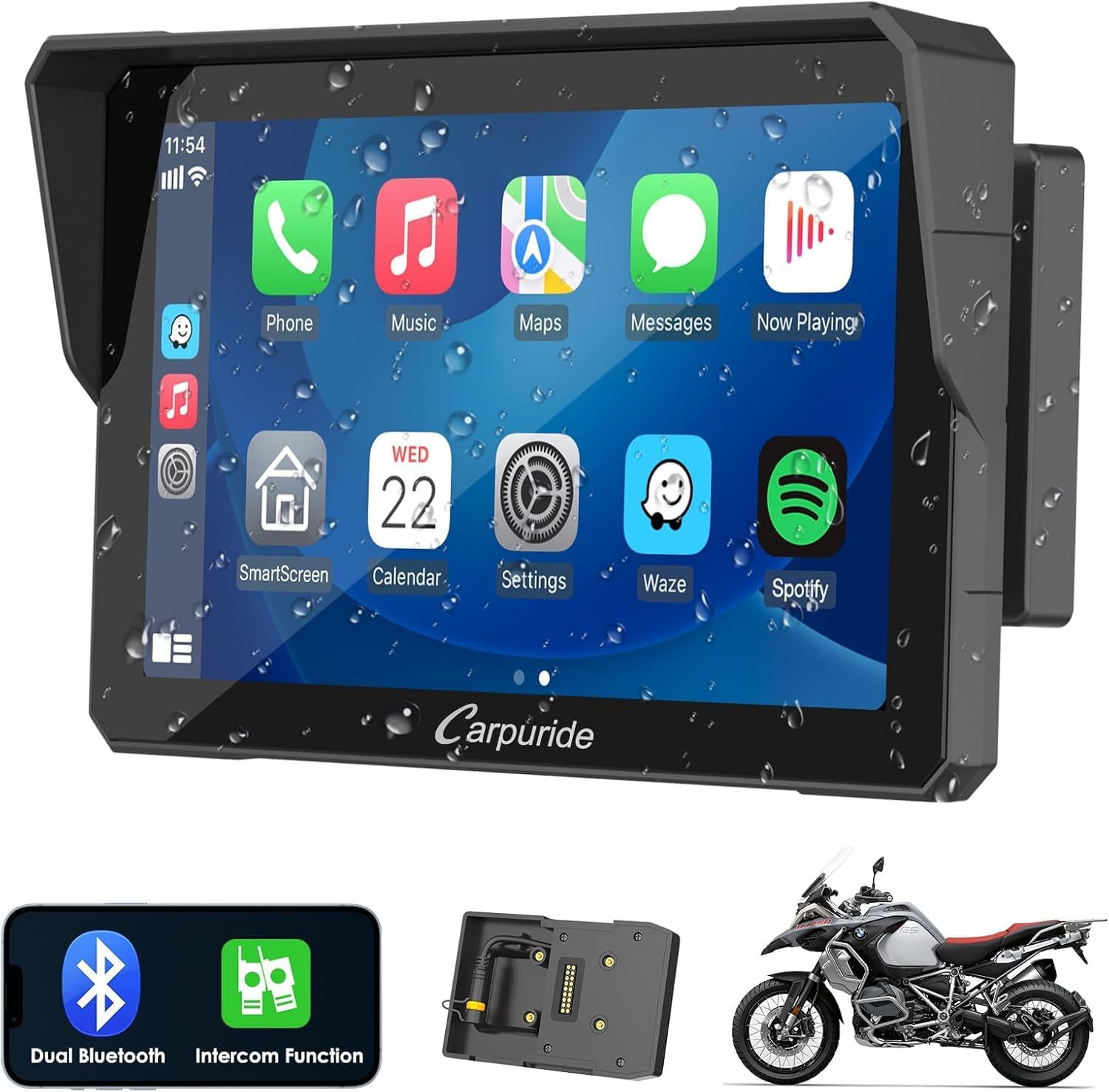 Carpuride W702B PRO for B.M.W Motorcycle CarPlay& Android Auto& Dual Bluetooth - 7