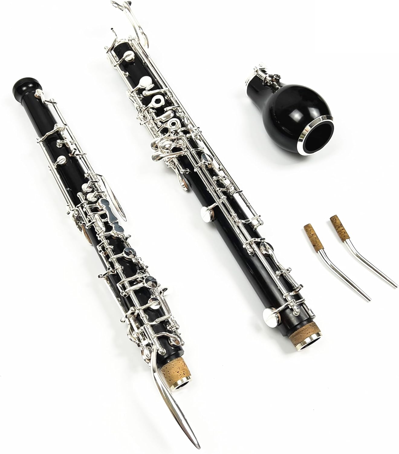 Professional English Horn ebony wood Alto Oboe F Key Silver plated Keys Woodwind cloth plush velvet lined with Gloves Case
