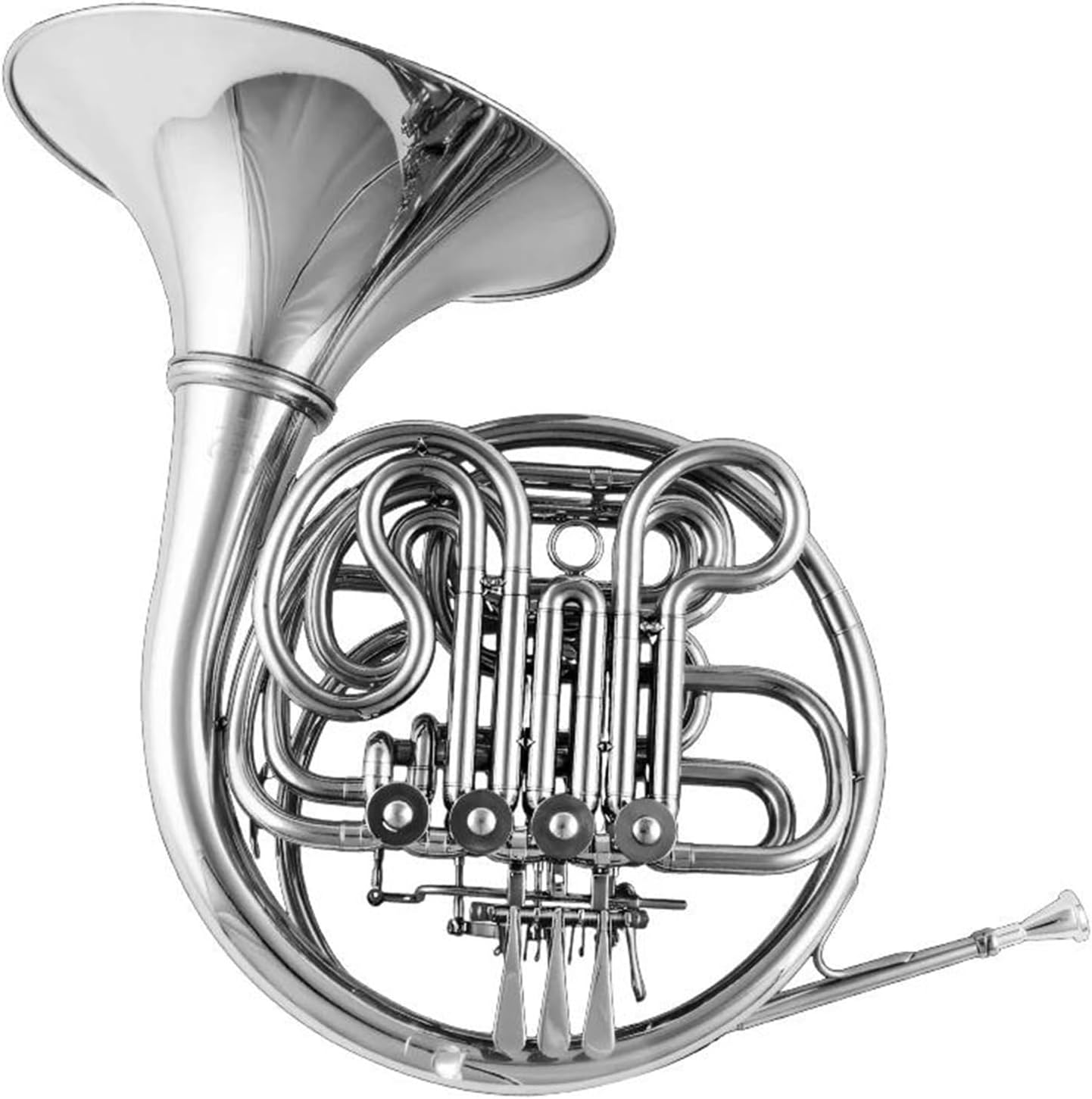 Professional Instrument Double Row French Horn 4 Keys Flat Brass Body