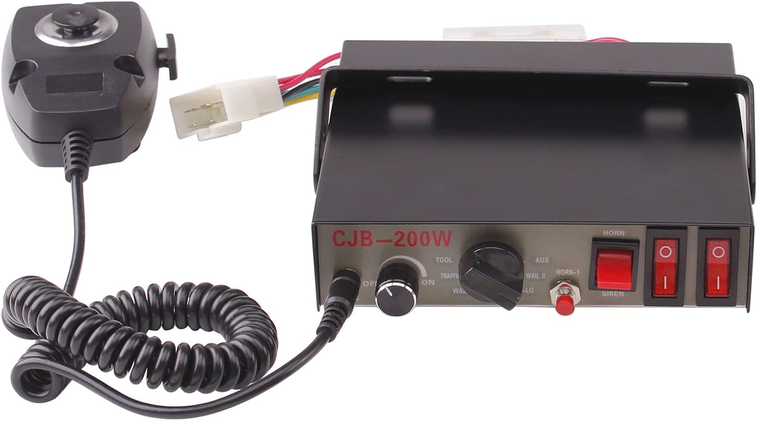 9 Tones 200W Emergency Warning Police Siren Speaker PA System Kit with Handheld Microphone & 2 Lights Control Switches for Firefighter Ambulance Vehicles Truck Car SUV ATV UTV